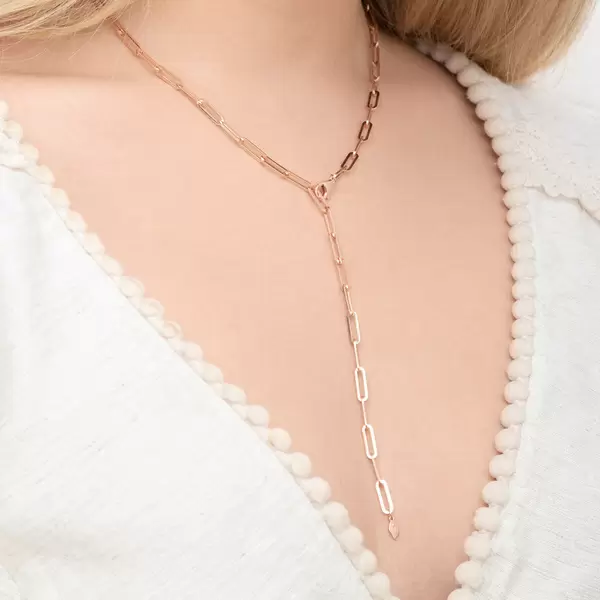 Leaf Jewelry Y-Halskette Square, 52cm, 18 K Rosegold vergoldet Wochenangebot