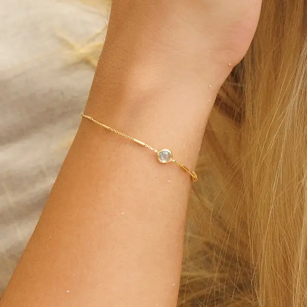 Leaf Jewelry Armkette Solitär, Rosenquarz, 18 K Rosegold vergoldet Letzte 2 Tage