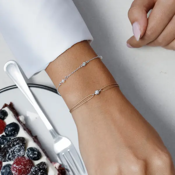 Leaf Jewelry Armkette Pure mit Süßwasserzuchtperlen, 925 Sterlingsilber Bis zu 55% Rabatt