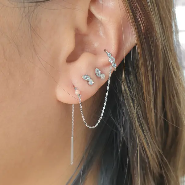 Leaf Jewelry Earcandy, Mondstein/Blauer Topaz, 925 Sterlingsilber Discount Store für neue Produkte