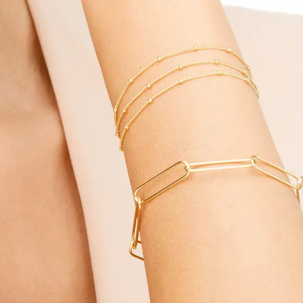Leaf Jewelry Silber Armkette, BIG SQUARE, Rosegold Riesige Rabatte