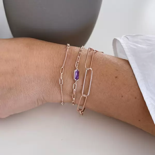 Leaf Jewelry Silber Armkette, BIG SQUARE, Rosegold Riesige Rabatte