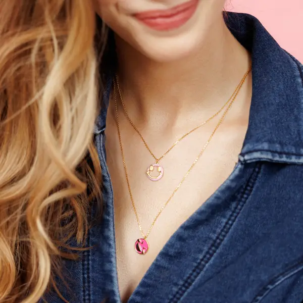 Leaf Jewelry Halskette "Joy" EMOJI, 18 K Gelbgold vergoldet Black Friday Preise