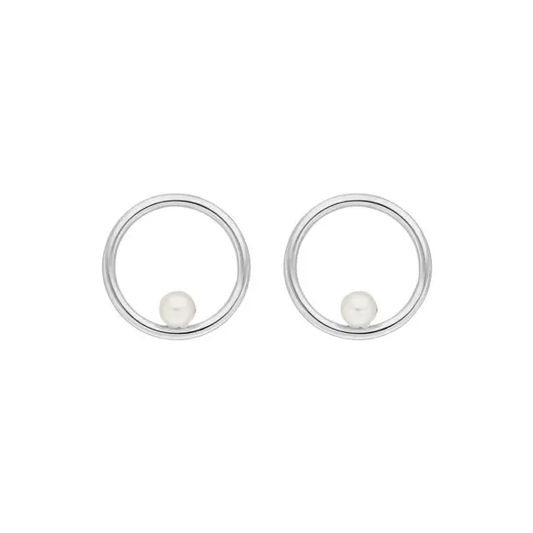 Leaf Jewelry Ohrstecker Circle mit Perle, 925 Sterlingsilber 50% Rabatt für begrenzte Zeit