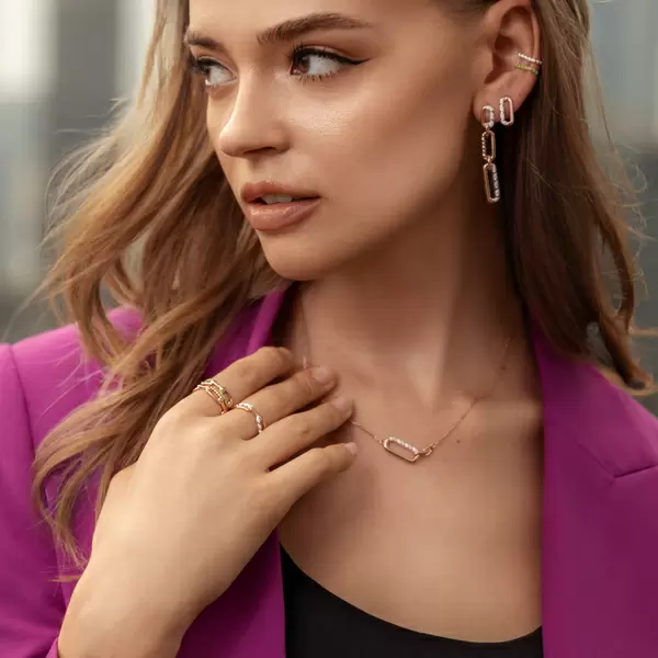 Leaf Jewelry Silber Halskette, Rosegold, Neon Twist im Angebot