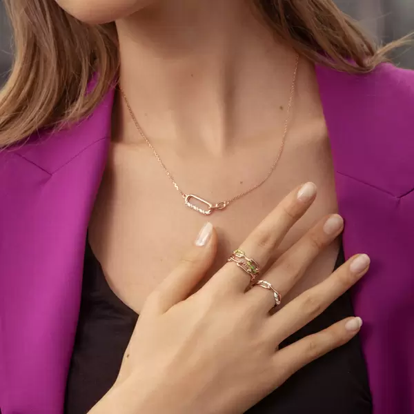 Leaf Jewelry Silber Halskette, Rosegold, Neon Twist im Angebot