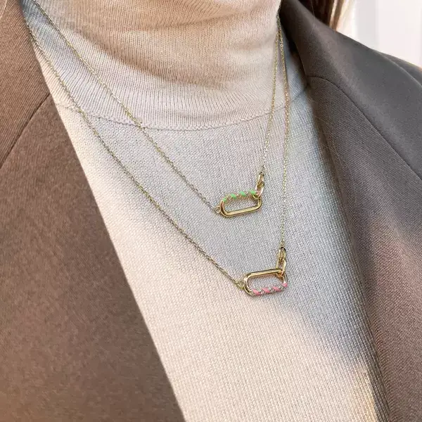 Leaf Jewelry Silber Halskette, Rosegold, Neon Twist im Angebot