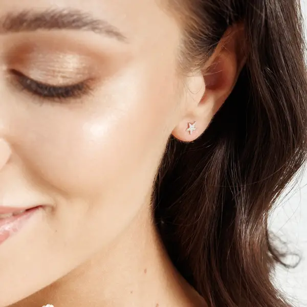 Leaf Jewelry Ohrstecker Stern mit Diamanten, 14K Gelbgold Black Friday