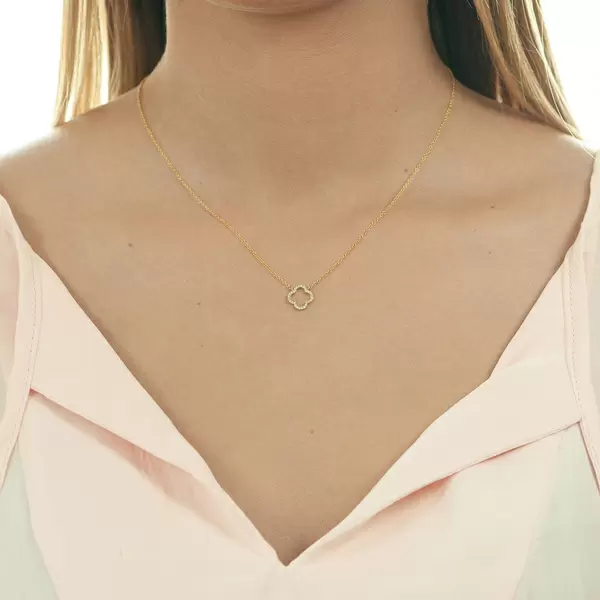 Leaf Jewelry Halskette Clover mit Diamanten, 18 K Gelbgold Cyber Monday