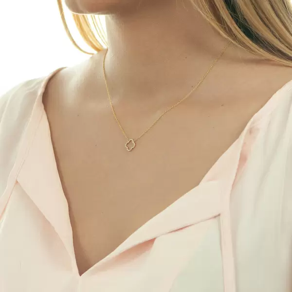 Leaf Jewelry Halskette Clover mit Diamanten, 18 K Gelbgold Cyber Monday