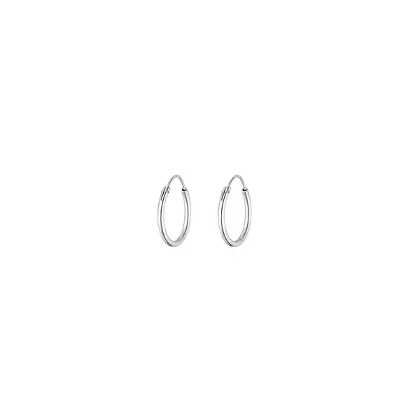 Leaf Jewelry Creole Rund S, 15mm, 14 K Weissgold Weihnachtsangebot