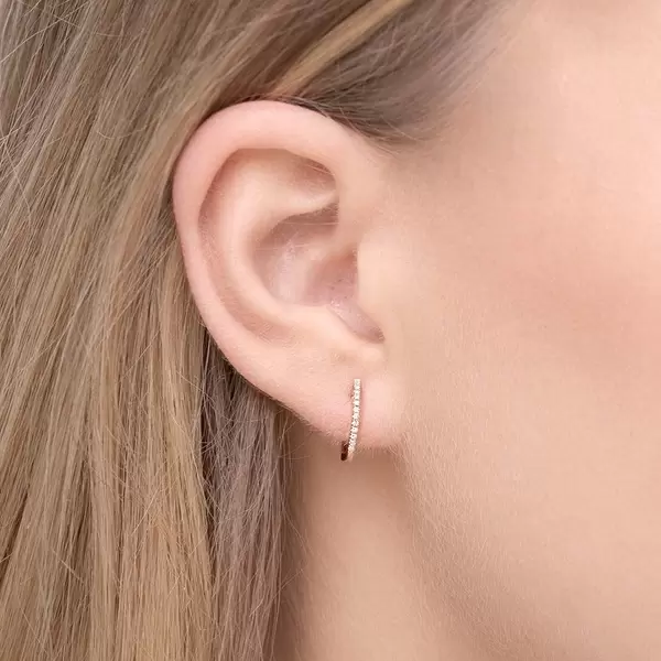 Leaf Jewelry Creole Circle XS mit Diamanten, 12mm, 18 Rosegold Osterangebot