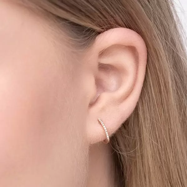 Leaf Jewelry Creole Circle XS mit Diamanten, 12mm, 18 Rosegold Osterangebot