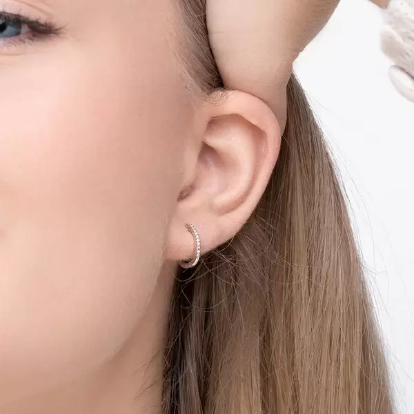 Leaf Jewelry Creole Circle XS mit Diamanten, 12mm, 18 Rosegold Osterangebot