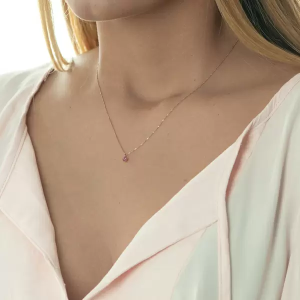 Leaf Jewelry Halskette Cabochon, Rubin, 14 K Roségold Vatertagsangebot