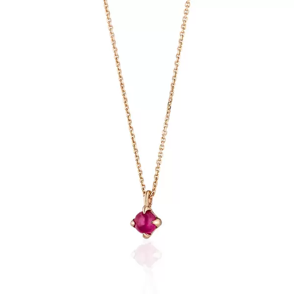 Leaf Jewelry Halskette Cabochon, Rubin, 14 K Roségold Vatertagsangebot
