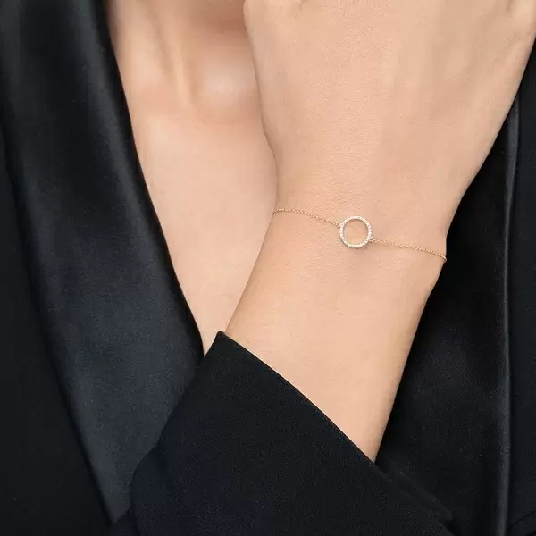 Leaf Jewelry Armkette Circle mit Diamanten, 18 K Gelbgold Online Outlet