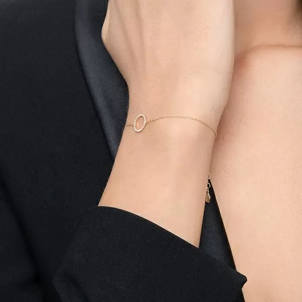 Leaf Jewelry Armkette Circle mit Diamanten, 18 K Gelbgold Online Outlet
