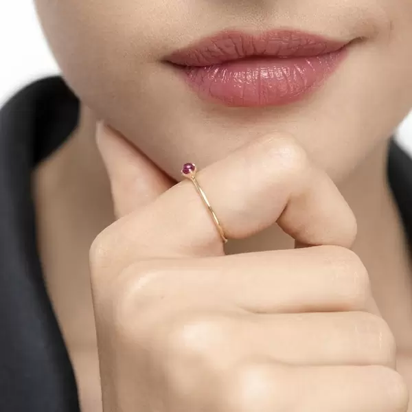 Leaf Jewelry Ring Cabochon, 14 K Gelbgold, Rubin Zeitlich begrenztes Angebot