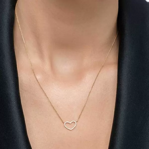 Leaf Jewelry Halskette Heart mit Diamanten, 18 K Gelbgold Tiefpreis