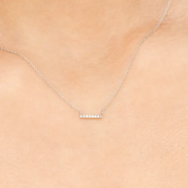 Leaf Jewelry Halskette Horizontal Bar, Diamant, 14 K Weißgold Kostenlose Rückgabe