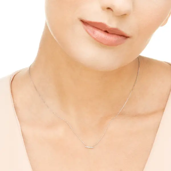 Leaf Jewelry Halskette Horizontal Bar, Diamant, 14 K Weißgold Kostenlose Rückgabe