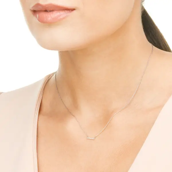 Leaf Jewelry Halskette Horizontal Bar, Diamant, 14 K Weißgold Kostenlose Rückgabe