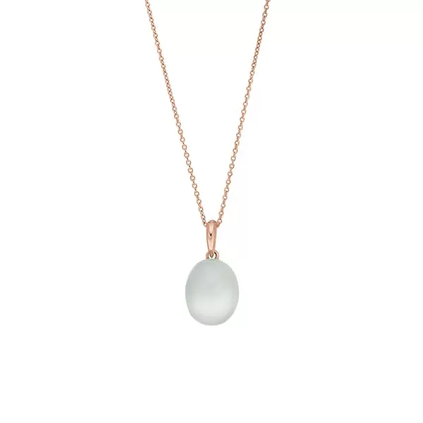Leaf Jewelry Halskette Cabochon II, 14 K Rosegold, Sea Blue Chalzedon JETZT KAUFEN