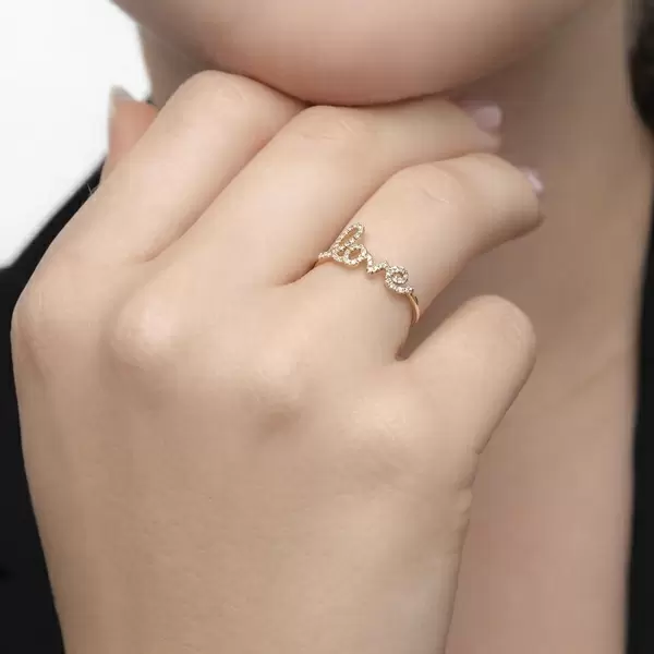 Leaf Jewelry Ring Love 18K Gelbgold mit Diamanten Bis zu 65% Rabatt