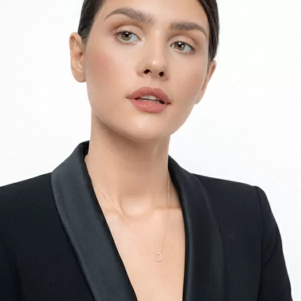 Leaf Jewelry Halskette Circle mit Diamanten, 18 K Gelbgold Nur für heute