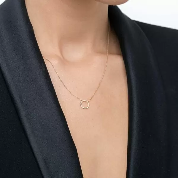 Leaf Jewelry Halskette Circle mit Diamanten, 18 K Gelbgold Nur für heute
