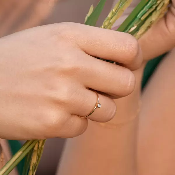 Leaf Jewelry Ring "my first diamond", 14 K Gelbgold Bis zu 55% Rabatt