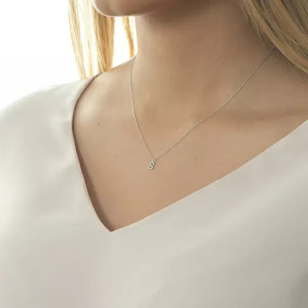 Leaf Jewelry Halskette Letter "S", 14 K Weißgold mit Diamanten Nur noch ein Tag übrig