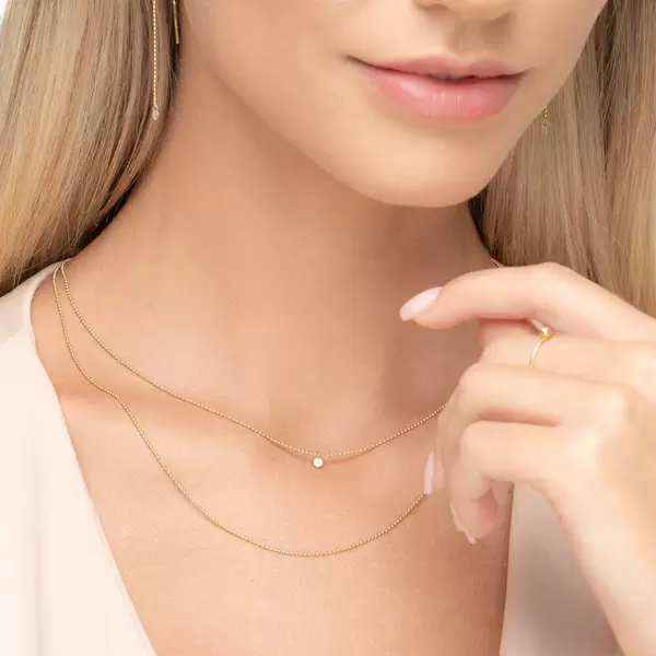 Leaf Jewelry Halskette Pure Double, Diamant, 14 K Gelbgold Begrenzt auf 3 Tage