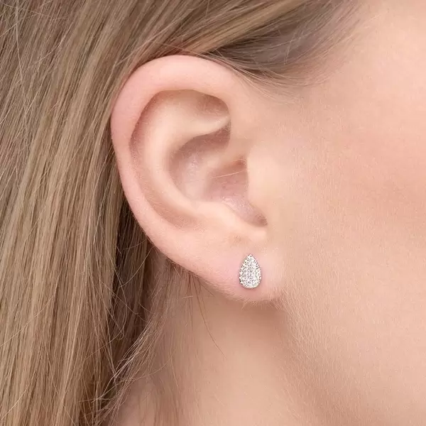 Leaf Jewelry Ohrstecker Drops mit Diamanten, 18 K Weißgold zollfrei