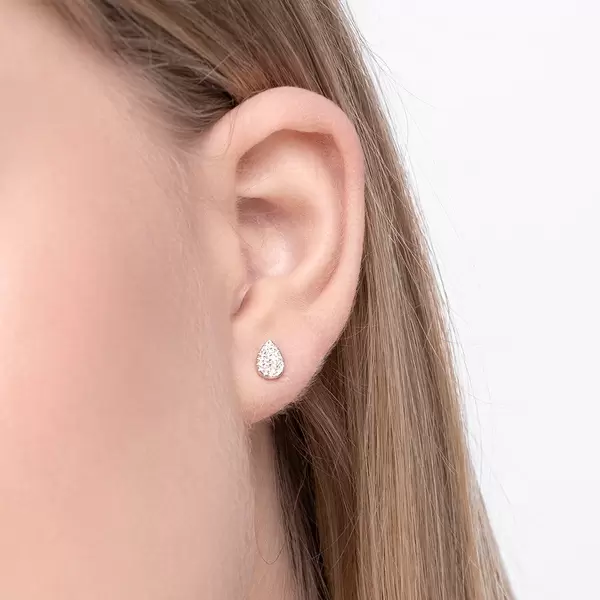 Leaf Jewelry Ohrstecker Drops mit Diamanten, 18 K Weißgold zollfrei