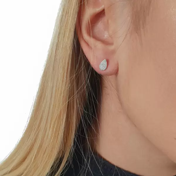 Leaf Jewelry Ohrstecker Drops mit Diamanten, 18 K Weißgold zollfrei