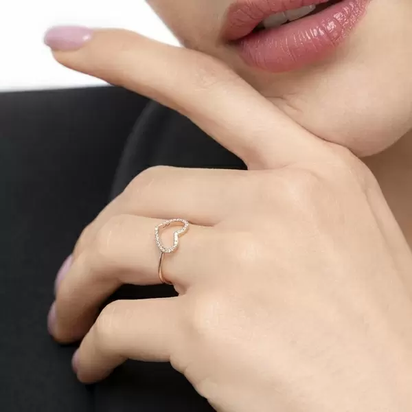 Leaf Jewelry Ring Herz mit Diamanten, 18 K Gelbgold 50% Rabatt für begrenzte Zeit