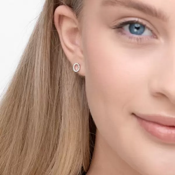 Leaf Jewelry Ohrringe Circle mit Diamanten, 18 K Weißgold Rabatte dieses Monats
