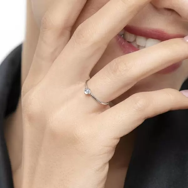 Leaf Jewelry Ring Cabochon, 14 K Weißgold, Mondstein 2025