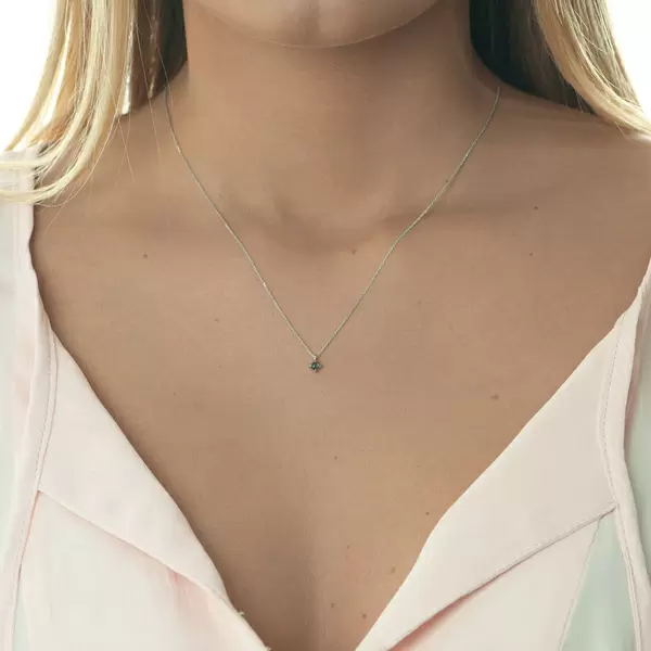 Leaf Jewelry Halskette Cabochon, Blauer Topas, 14 K Weißgold Outlet