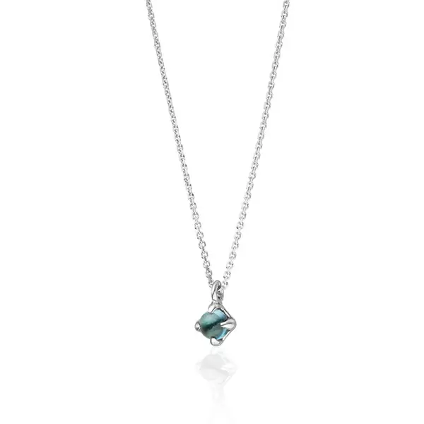 Leaf Jewelry Halskette Cabochon, Blauer Topas, 14 K Weißgold Outlet