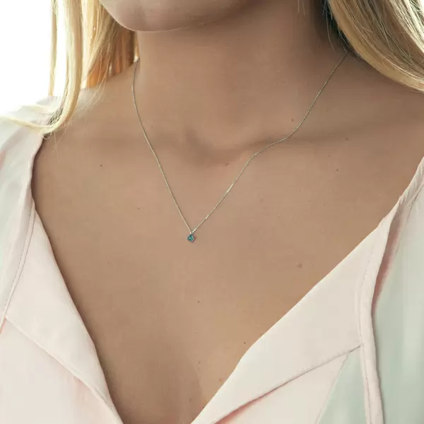 Leaf Jewelry Halskette Cabochon, Blauer Topas, 14 K Weißgold Outlet