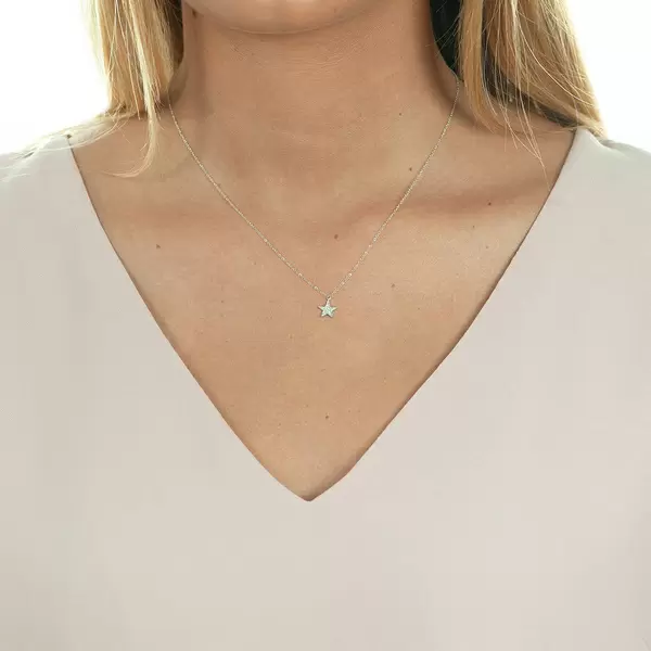 Leaf Jewelry Halskette Stern mit Diamanten, 18 K Weißgold Auslauf