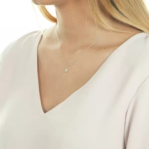 Leaf Jewelry Halskette Stern mit Diamanten, 18 K Weißgold Auslauf