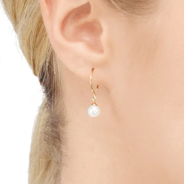 Leaf Jewelry Ohrhänger Single Pearls, 14K Gelbgold Verkauf