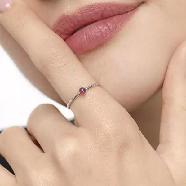 Leaf Jewelry Ring Cabochon, 14 K Weißgold, Rubin Angebote