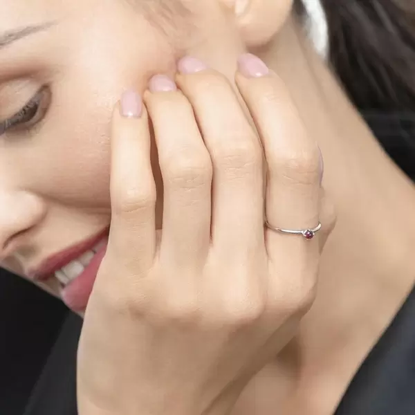 Leaf Jewelry Ring Cabochon, 14 K Weißgold, Rubin Angebote