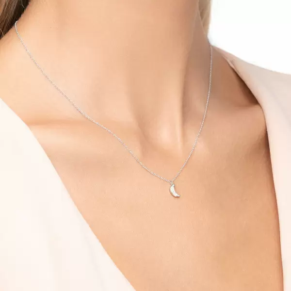 Leaf Jewelry Halskette Halbmond, 18 K Weißgold Hotsell