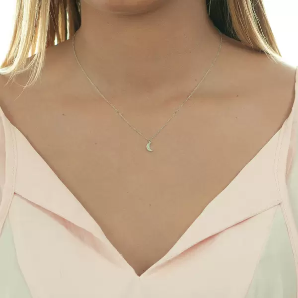 Leaf Jewelry Halskette Halbmond, 18 K Weißgold Hotsell